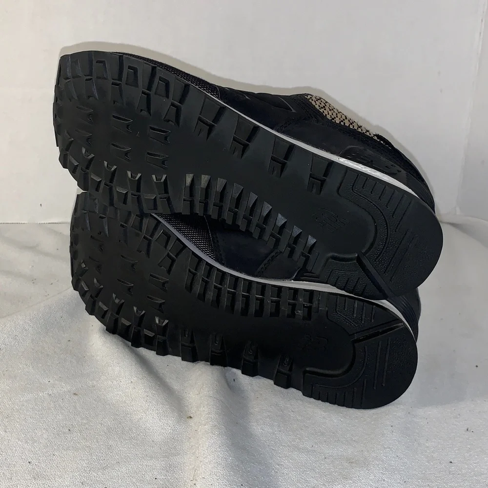 New Balance Women’s 574 Tech Raffia Black and Beige Knit Accent Sneakers